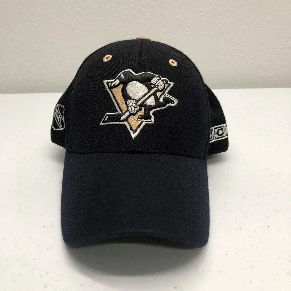 Pittsburgh Penguins Hat Cap Strap Back Mens One Size Black NHL Hockey CCM